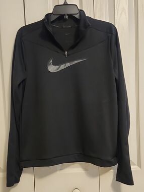 Nike Black Quarter-Zip Pullover with Graphic Swoosh